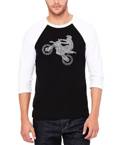 Men's Freestyle Motocross - FMX Raglan Baseball Word Art T-shirt Black $20.25 T-Shirts