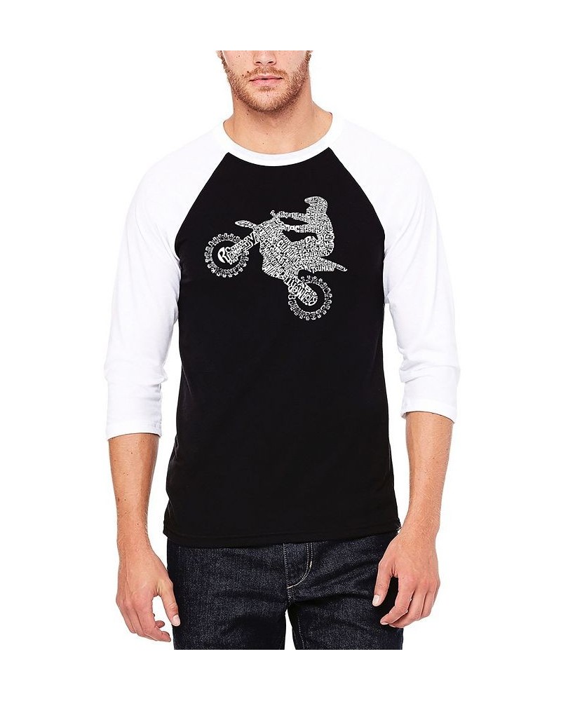 Men's Freestyle Motocross - FMX Raglan Baseball Word Art T-shirt Black $20.25 T-Shirts