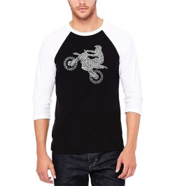 Men's Freestyle Motocross - FMX Raglan Baseball Word Art T-shirt Black $20.25 T-Shirts