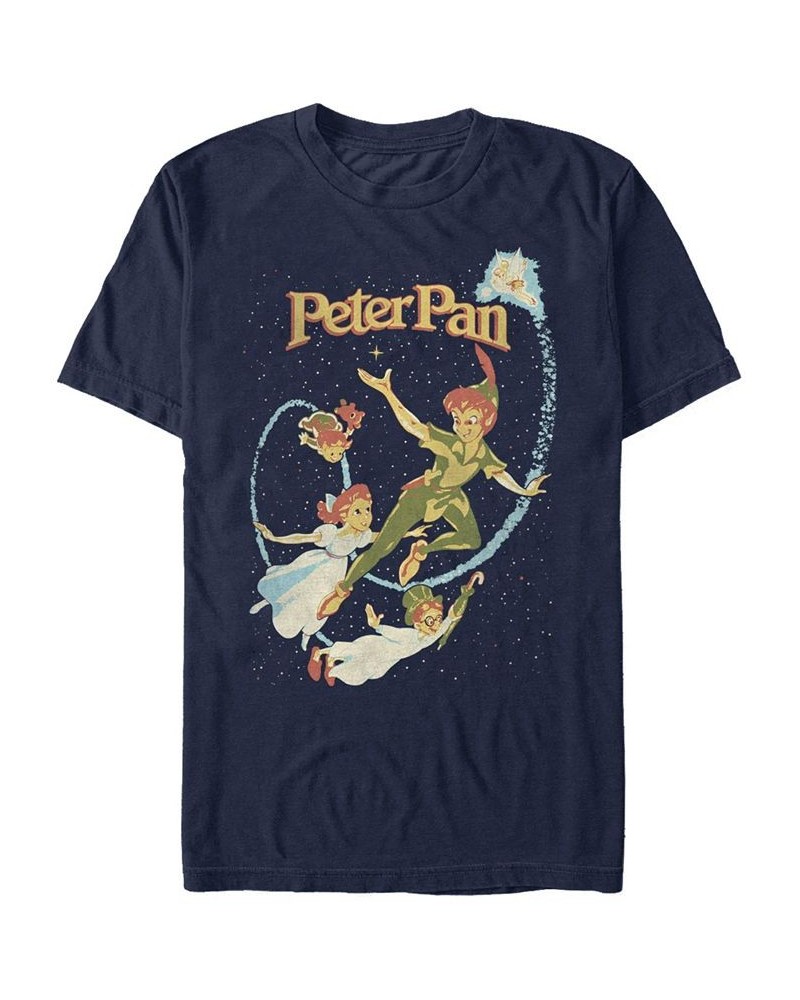 Disney Men's Peter Pan Darling Flight Vintage Short Sleeve T-Shirt Blue $17.84 T-Shirts