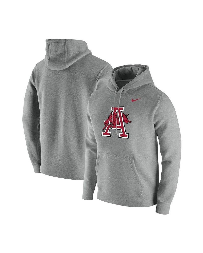 Men's Heathered Gray Arkansas Razorbacks Vintage-Like School Logo Pullover Hoodie $36.55 Sweatshirt