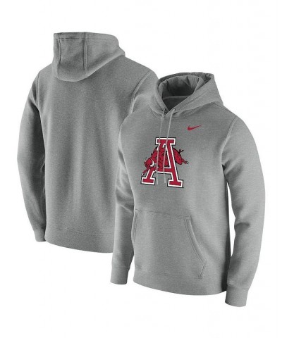 Men's Heathered Gray Arkansas Razorbacks Vintage-Like School Logo Pullover Hoodie $36.55 Sweatshirt