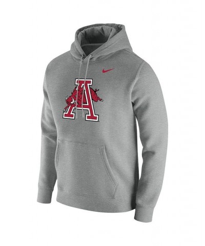 Men's Heathered Gray Arkansas Razorbacks Vintage-Like School Logo Pullover Hoodie $36.55 Sweatshirt