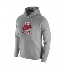 Men's Heathered Gray Arkansas Razorbacks Vintage-Like School Logo Pullover Hoodie $36.55 Sweatshirt