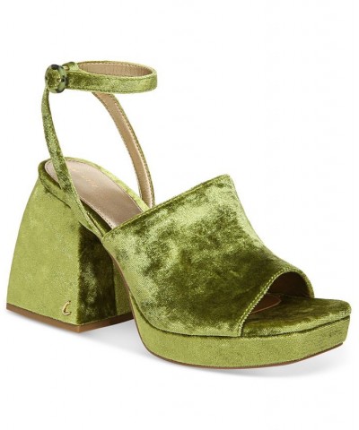 Miranda Two-Piece Platform Sandals Green $53.46 Shoes