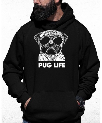 Men's Pug Life Word Art Hooded Sweatshirt Black $32.39 Sweatshirt