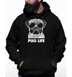 Men's Pug Life Word Art Hooded Sweatshirt Black $32.39 Sweatshirt