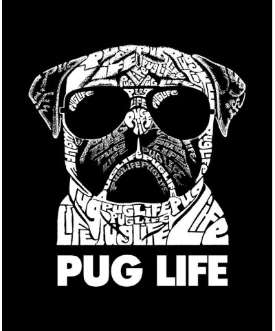 Men's Pug Life Word Art Hooded Sweatshirt Black $32.39 Sweatshirt