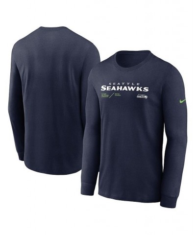 Men's College Navy Seattle Seahawks Infograph Lock Up Performance Long Sleeve T-shirt $21.07 T-Shirts