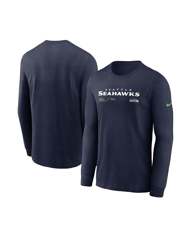 Men's College Navy Seattle Seahawks Infograph Lock Up Performance Long Sleeve T-shirt $21.07 T-Shirts