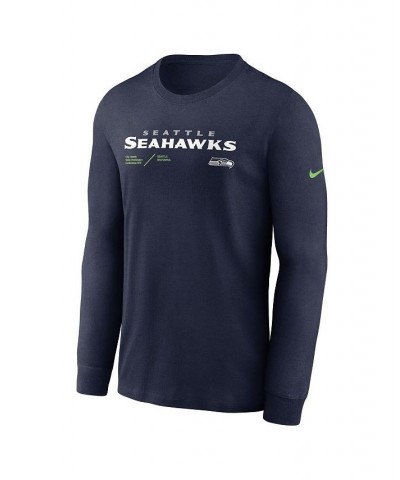 Men's College Navy Seattle Seahawks Infograph Lock Up Performance Long Sleeve T-shirt $21.07 T-Shirts