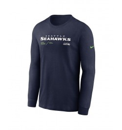 Men's College Navy Seattle Seahawks Infograph Lock Up Performance Long Sleeve T-shirt $21.07 T-Shirts