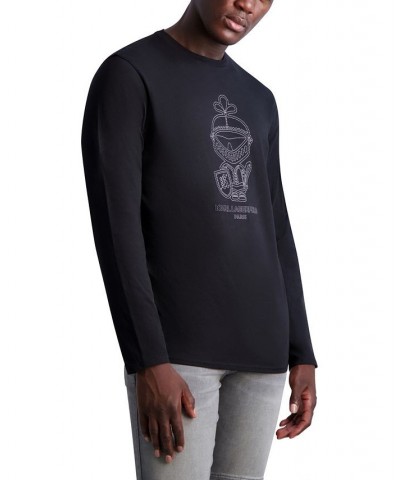 Men's Outline Armored Karl Long Sleeve T-shirt Black $33.97 T-Shirts