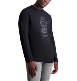 Men's Outline Armored Karl Long Sleeve T-shirt Black $33.97 T-Shirts