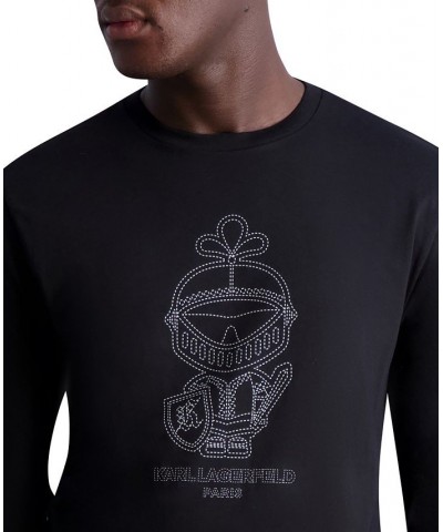 Men's Outline Armored Karl Long Sleeve T-shirt Black $33.97 T-Shirts