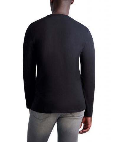 Men's Outline Armored Karl Long Sleeve T-shirt Black $33.97 T-Shirts