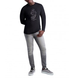 Men's Outline Armored Karl Long Sleeve T-shirt Black $33.97 T-Shirts