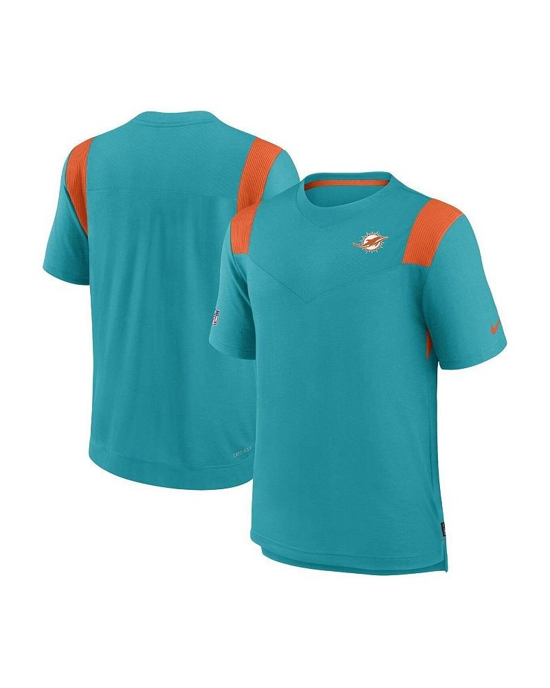 Men's Aqua Miami Dolphins Sideline Tonal Logo Performance Player T-shirt $32.44 T-Shirts