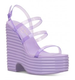 Women's Cholena Slip-On Platform Wedge Slingback Sandals Purple $48.00 Shoes