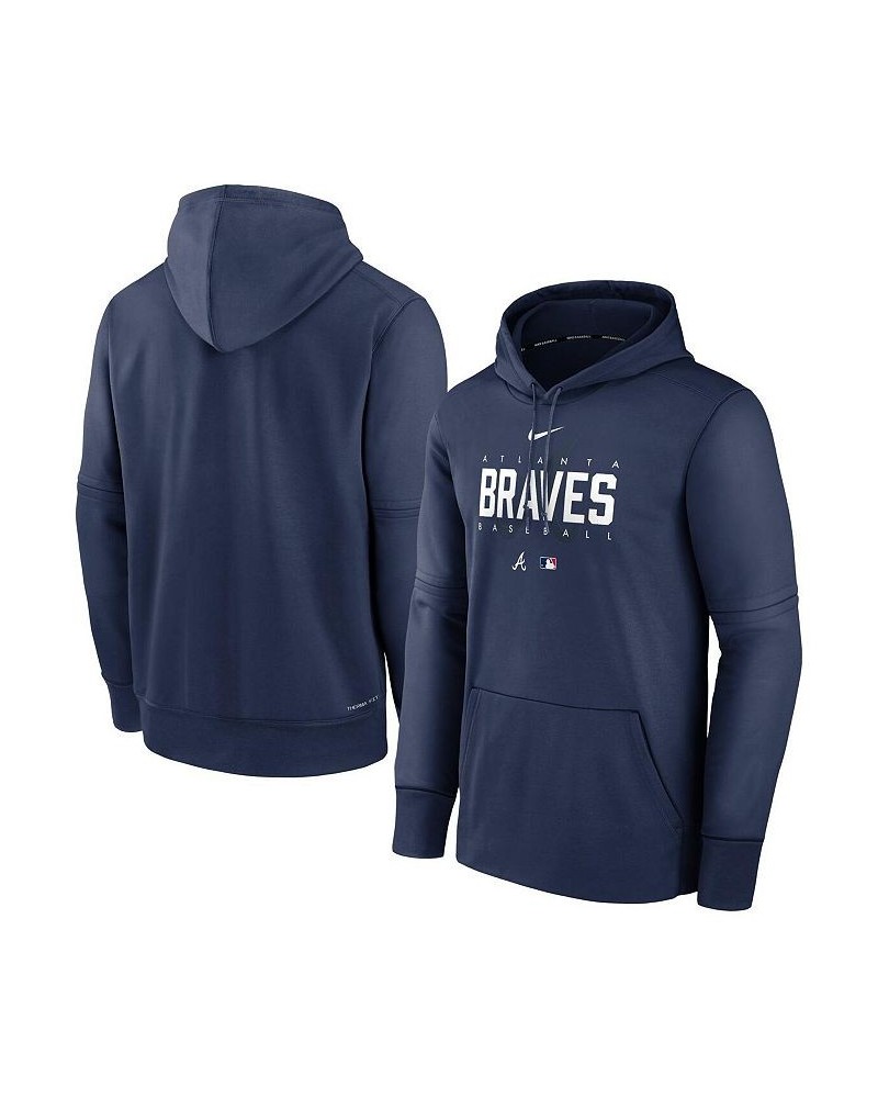 Men's Navy Atlanta Braves Authentic Collection Pregame Performance Pullover Hoodie $45.60 Sweatshirt