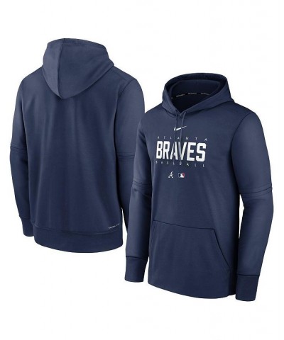 Men's Navy Atlanta Braves Authentic Collection Pregame Performance Pullover Hoodie $45.60 Sweatshirt