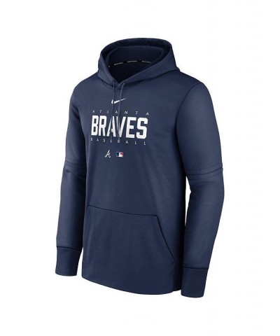 Men's Navy Atlanta Braves Authentic Collection Pregame Performance Pullover Hoodie $45.60 Sweatshirt