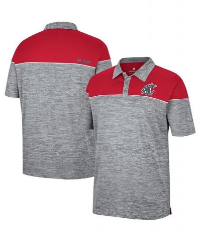 Men's Heathered Gray, Crimson Washington State Cougars Birdie Polo Shirt $26.40 Polo Shirts