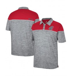 Men's Heathered Gray, Crimson Washington State Cougars Birdie Polo Shirt $26.40 Polo Shirts