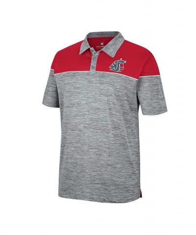 Men's Heathered Gray, Crimson Washington State Cougars Birdie Polo Shirt $26.40 Polo Shirts