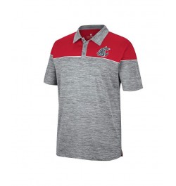 Men's Heathered Gray, Crimson Washington State Cougars Birdie Polo Shirt $26.40 Polo Shirts