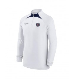 Men's White Paris Saint-Germain Strike Drill Performance Raglan Quarter-Zip Long Sleeve Top $36.90 Tops