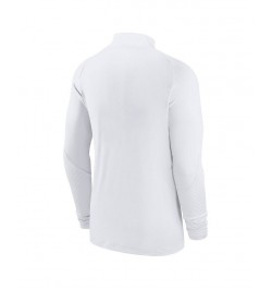 Men's White Paris Saint-Germain Strike Drill Performance Raglan Quarter-Zip Long Sleeve Top $36.90 Tops