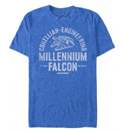 Men's Star Wars Millennium Falcon Corellian Engineering Freighter Short Sleeve T-shirt Blue $16.10 T-Shirts