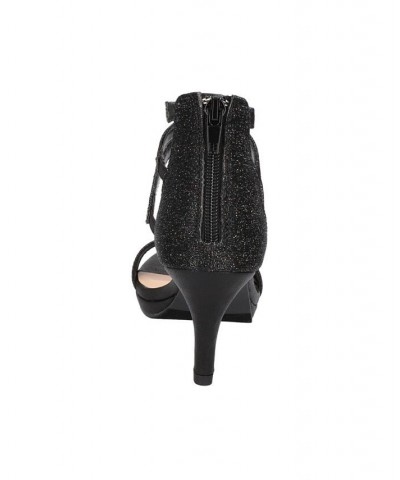 Women's Everly Heeled Sandals Black Glitter Fabric $41.60 Shoes