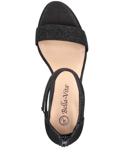 Women's Everly Heeled Sandals Black Glitter Fabric $41.60 Shoes