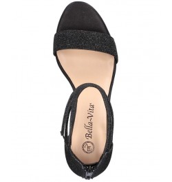 Women's Everly Heeled Sandals Black Glitter Fabric $41.60 Shoes