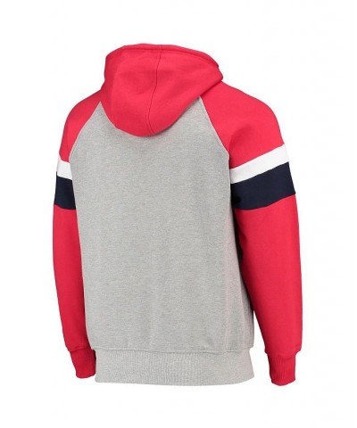 Men's Heathered Gray and Red Washington Capitals Homerun Raglan Pullover Hoodie $43.99 Sweatshirt