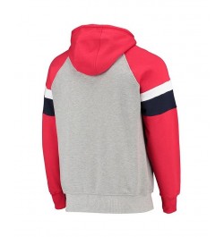 Men's Heathered Gray and Red Washington Capitals Homerun Raglan Pullover Hoodie $43.99 Sweatshirt