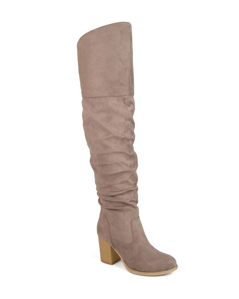 Women's Kaison Wide Calf Boots Taupe $64.40 Shoes