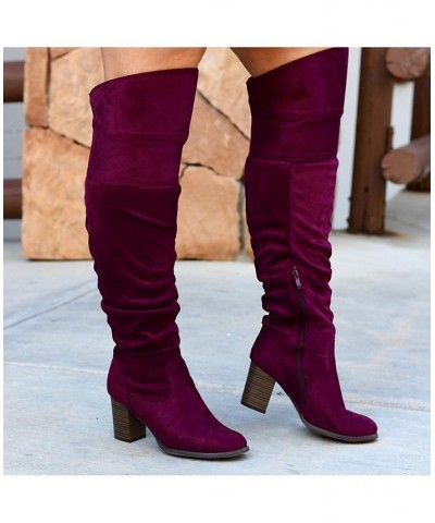 Women's Kaison Wide Calf Boots Taupe $64.40 Shoes