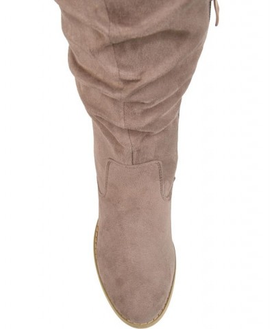 Women's Kaison Wide Calf Boots Taupe $64.40 Shoes