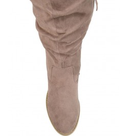 Women's Kaison Wide Calf Boots Taupe $64.40 Shoes