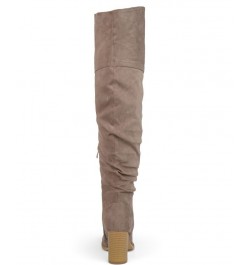 Women's Kaison Wide Calf Boots Taupe $64.40 Shoes