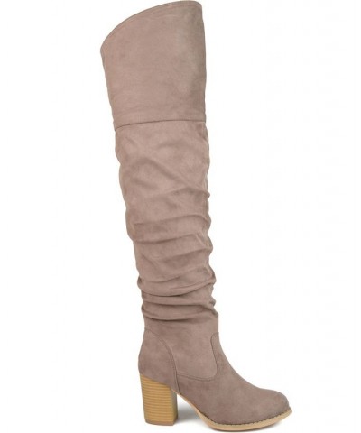 Women's Kaison Wide Calf Boots Taupe $64.40 Shoes