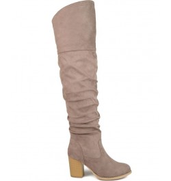 Women's Kaison Wide Calf Boots Taupe $64.40 Shoes