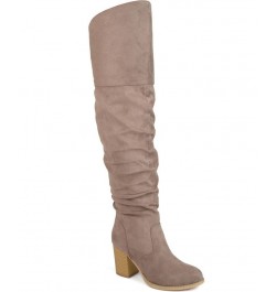 Women's Kaison Wide Calf Boots Taupe $64.40 Shoes