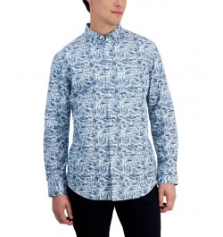 Men's Gone Fishing Classic-Fit Printed Button-Down Poplin Shirt Blue $14.91 Shirts