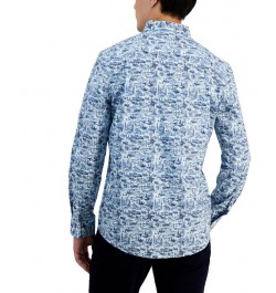 Men's Gone Fishing Classic-Fit Printed Button-Down Poplin Shirt Blue $14.91 Shirts