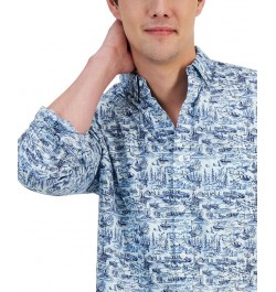 Men's Gone Fishing Classic-Fit Printed Button-Down Poplin Shirt Blue $14.91 Shirts