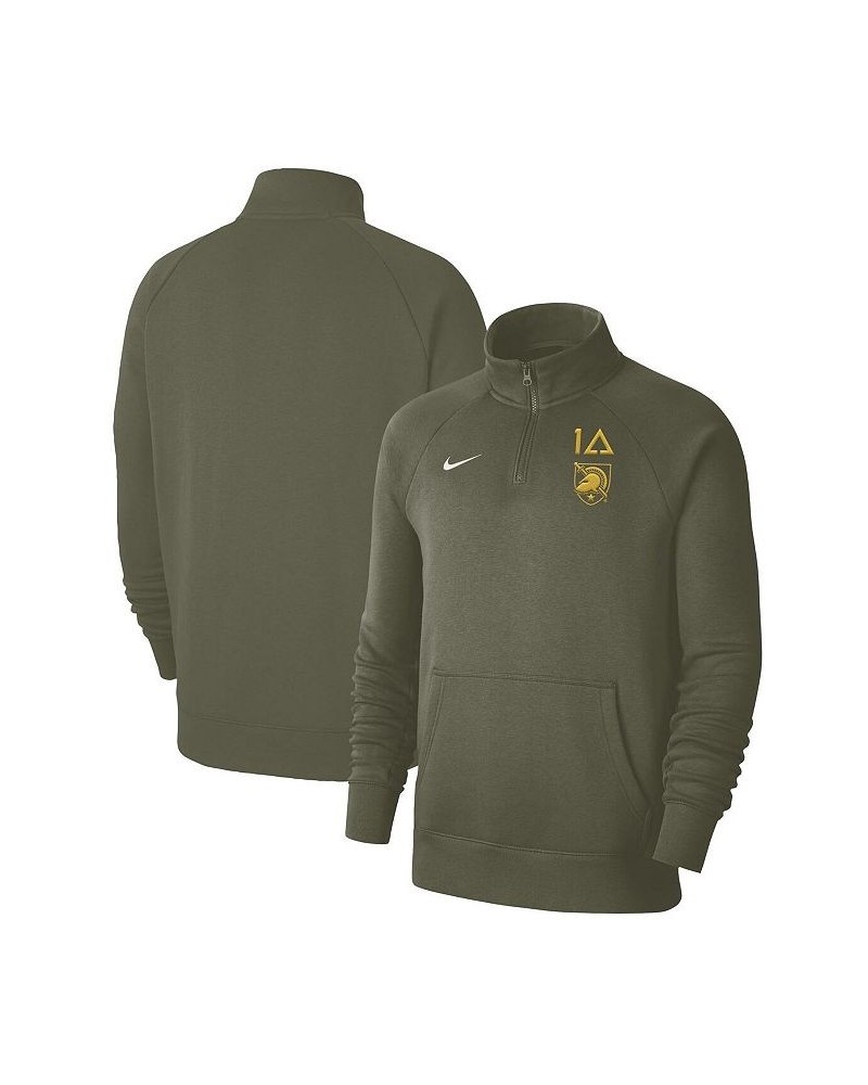 Men's Olive Army Black Knights 1st Armored Division Old Ironsides Club Fleece Quarter-Zip Pullover Jacket $36.55 Jackets